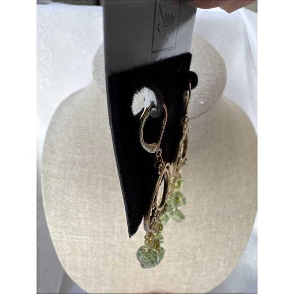 Nordstrom Sequin Green Gold & Beads Tassel Dangle Drop Earrings NEW - Picture 6 of 8